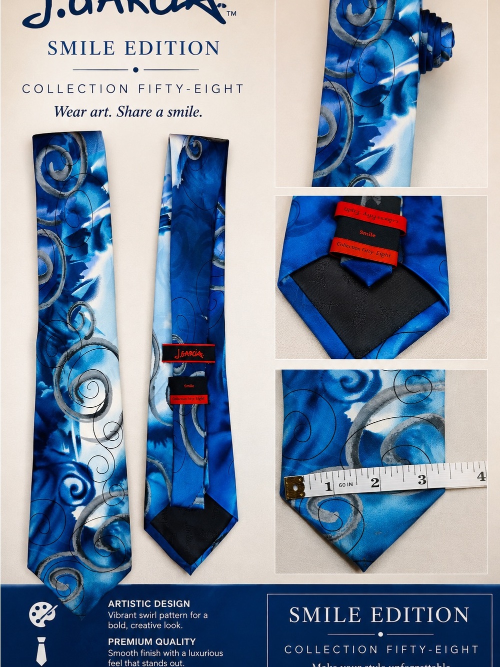 J. Garcia Tie - Smile Edition - Collection Fifty Eight 100% Silk